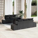 vidaXL Ensemble de canapé de jardin 7 Pièces Noir 100 x 55 x 73 cm