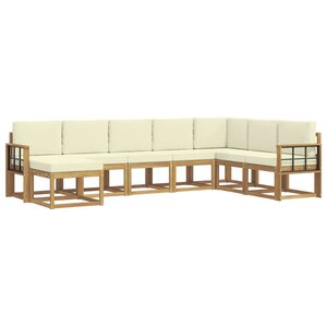 vidaXL Ensemble de canapés d'extérieur 8 pc Blanc et crème