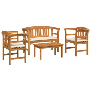 vidaXL Ensemble de salon Rose de jardin 4 pc Bois d'Acacia Massif