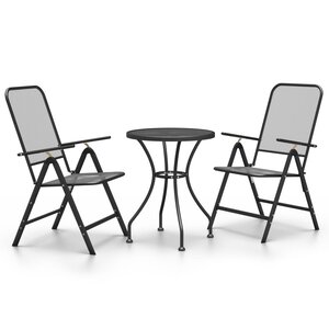 vidaXL Ensemble à manger de jardin 3 Pièces Maille Métal Anthracite
