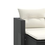 vidaXL Canapé de jardin 2 places avec tabourets noir résine tressée
