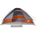 vidaXL Tente familiale à dôme 6 personnes gris et orange imperméable