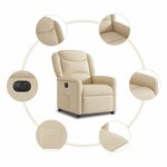vidaXL Fauteuil inclinable électrique Crème Tissu