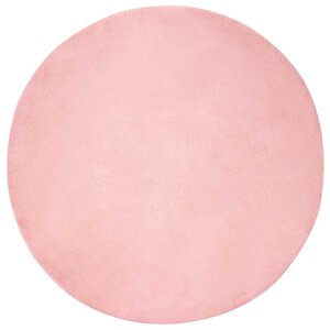 vidaXL Tapis en Fourrure Synthétique de Lapin Rose Ø 160 cm Polyester