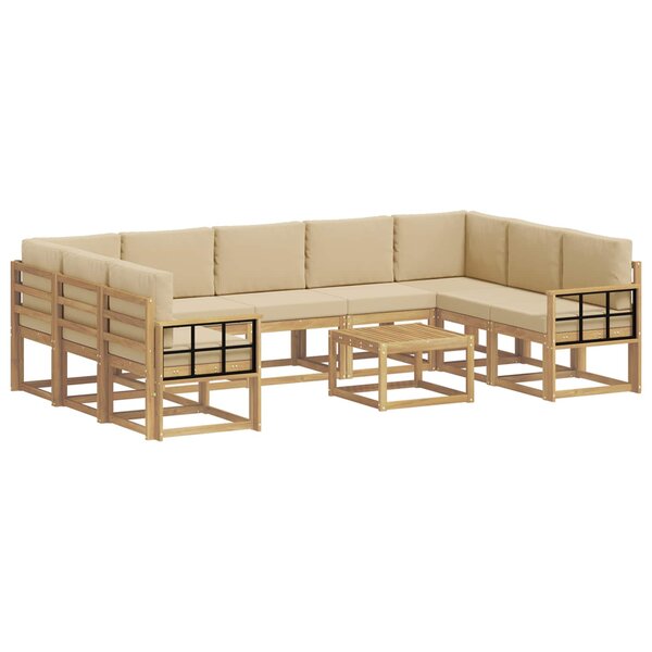 vidaXL Ensemble de canapés d'extérieur 10 pc Blanc et Beige Polyester