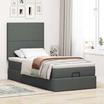 vidaXL Cadre de lit ottoman avec matelas gris foncé 100x200 cm tissu