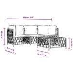 Salon de jardin meuble d'extérieur ensemble de mobilier 4 pièces avec coussins blanc acier 02_0016086
