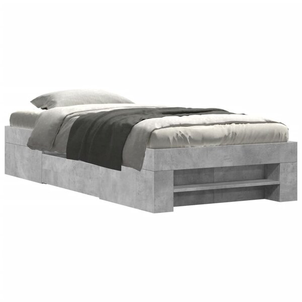 vidaXL Cadre de lit gris béton 75x190 cm bois d'ingénierie
