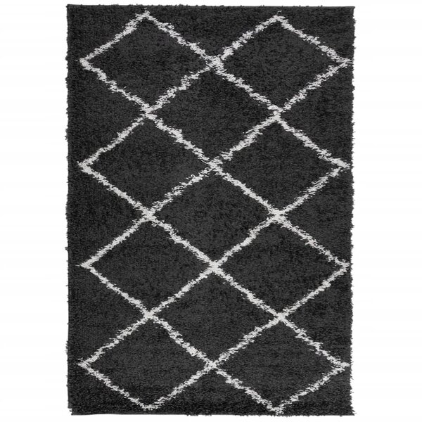 vidaXL Tapis shaggy à poils longs moderne noir et crème 140x200 cm