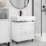 vidaXL Unité de vanité de salle de bain Blanc brillant 60 x 35 x 60 cm