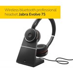 Jabra evolve 75 uc casque stereo sans fil supra-auriculaire - casque unified communications avec batterie longue durée et statio