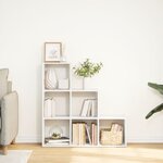vidaXL Bibliothèque séparateur de pièce à 3 niveaux Blanc 99 x 29 x 99 cm Bois d'ingénierie
