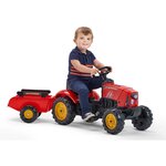 Tracteur à pédales enfant avec capot ouvrant et remorque supercharger