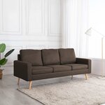 vidaXL Canapé à 3 places Marron Tissu