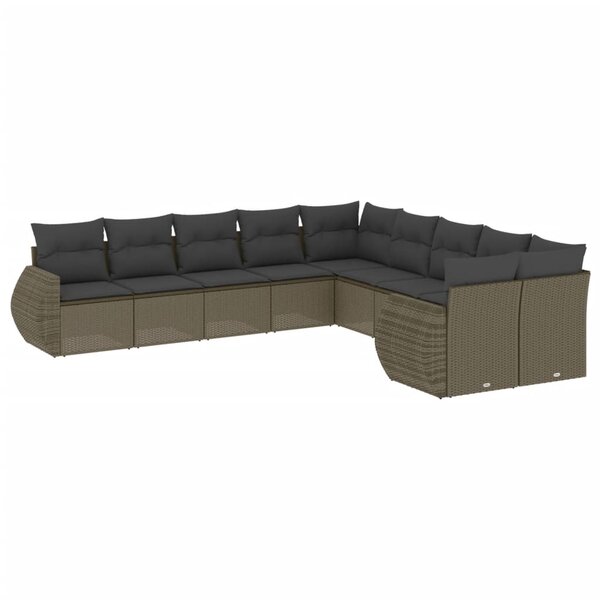 vidaXL Salon de jardin avec coussins 10 Pièces gris clair résine tressée