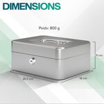 ACROPAQ Caisse à Monnaie - Petite caisse 20.5x16x9cm- 8 compartiments- 2 clés  Poignée de transport robuste- 100  sécurité - Argent