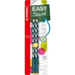 2 crayons graphite EASYgraph corps bleu ardoise HB droitier x 10 STABILO