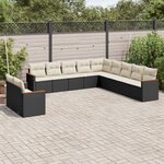 vidaXL Salon de jardin 11 Pièces avec coussins noir résine tressée