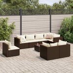 vidaXL Salon de jardin avec coussins 9 Pièces marron résine tressée