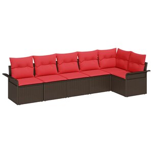 vidaXL Ensemble de canapé de jardin 6 Pièces Marron polyrotin