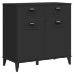vidaXL Buffet VIKEN noir 80x40x190 cm bois massif de pin