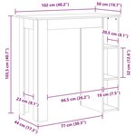 vidaXL Table de bar avec étagère Gris béton Bois d'ingénierie