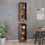 Vidaxl buffet haut chêne marron 35x34x180 cm bois d'ingénierie