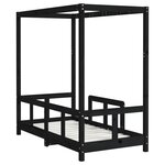 vidaXL Cadre de lit pour enfant noir 70x140 cm bois de pin massif