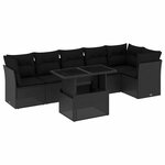 vidaXL Salon de jardin 7 Pièces avec coussins noir résine tressée