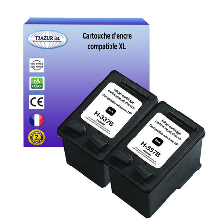 1+1 Cartouches compatibles avec HP PhotoSmart C4190, C4193, C4194, D5060, D5065, D5069 remplace HP 337 (C9364EE) 18ml - T3AZUR