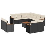 vidaXL Salon de jardin 12 Pièces avec coussins noir résine tressée