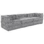 vidaXL Canapé Pouf Modulaire 3 Places qui se Transforme en Lit - Tissu Gris Clair