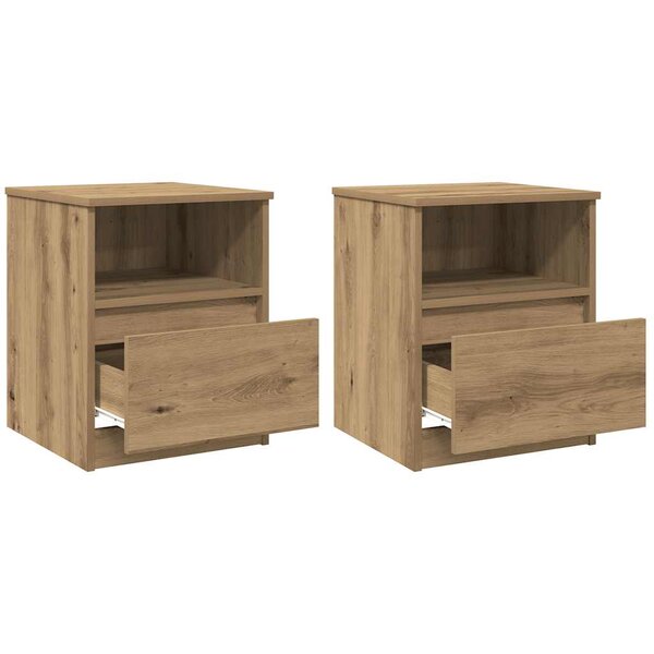 vidaXL Tables chevet 2 Pièces chêne artisanal 40x40x50 cm bois ingénierie