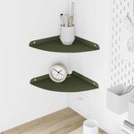 vidaXL Étagère flottante avec étagère 2 Pièces Vert olive 24 x 24 x 2 cm