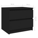 Vidaxl tables de chevet 2 pièces noir 50x39x43 5 cm aggloméré
