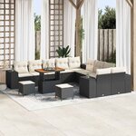 vidaXL Ensemble de canapé de jardin 13 Pièces Noir polyrotin