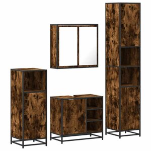 vidaXL Ensemble meubles salle de bain 4 Pièces chêne fumé bois ingénierie
