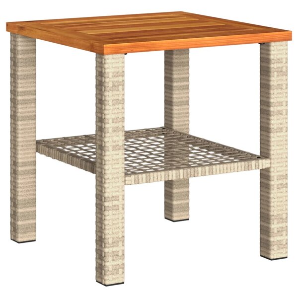 vidaXL Table de jardin beige 40x40x42 cm résine tressée et bois acacia