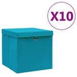 vidaXL Boîtes de rangement avec couvercles 10Pièces 28x28x28cm Bleu azuré