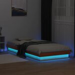 vidaXL Cadre de lit LED cire marron 90x200 cm bois de pin massif