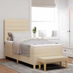 vidaXL Lit à ressorts avec matelas Crème 100 x 200 cm tissu