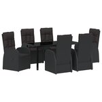 vidaXL Chaises de Jardin Inclinables 7 Pièces Noir 160 x 80 x 73 cm