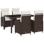 vidaXL Ensemble de repas extérieur 5 Pièces Marron et crème blanche