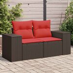 vidaXL Canapé de jardin avec coussins 2 places marron résine tressée