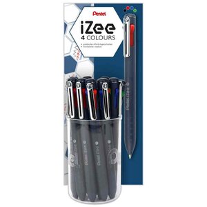 lot de 12 Stylos à bille rétractable 4 couleursiZee bleu foncé PENTEL