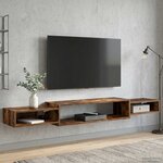 vidaXL Meuble TV mural Montage mural Chêne fumé 180 x 28 x 21 cm