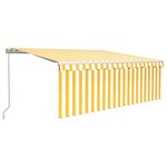 vidaXL Auvent manuel rétractable avec store 4 5x3 m Jaune et blanc
