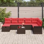 vidaXL Ensemble de canapé de jardin 9 Pièces Marron et rouge polyrotin