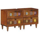 vidaXL Cabinet de chevet avec tiroir 2 Pièces Marron 40 x 33 x 46 cm
