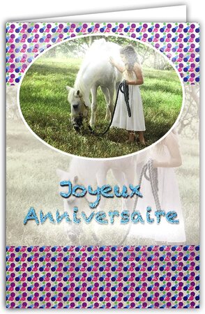 Carte Joyeux Anniversaire pour Fille Cheval Blanc Paillettes Enveloppe 12x17 5cm
